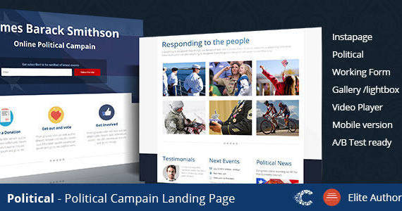 Box 01 political landing page template marketing.  large preview