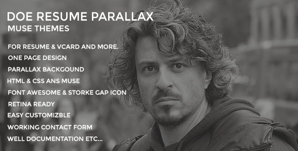 01 doe parallax resume muse template.  large preview