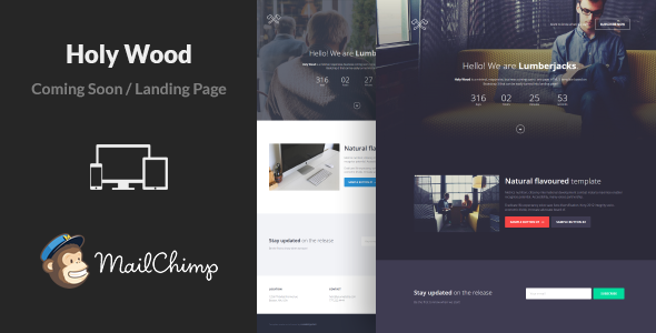 01 holy wood minimal multipurpose coming soon landing page html template.  large preview