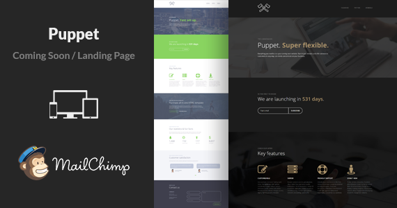 Box 01 puppet minimal multipurpose coming soon landing page html template.  large preview