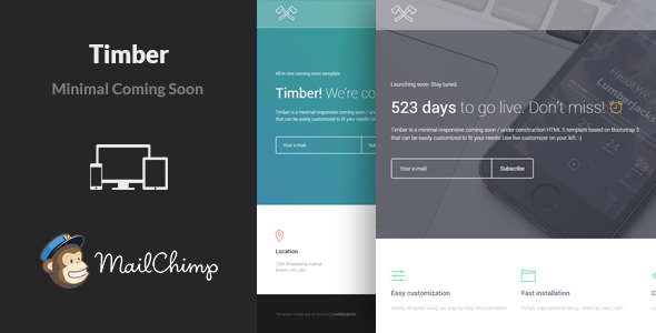 01 timber responsive minimal multipurpose coming soon html template.  large preview