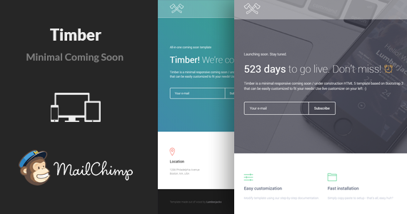Box 01 timber responsive minimal multipurpose coming soon html template.  large preview