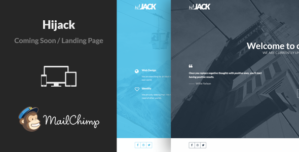 01 hijack minimal multipurpose coming soon landing page html template.  large preview