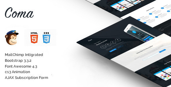 01 coma multipurpose responsive coming soon template.  large preview