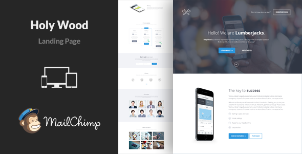 01 holy wood clean minimal multipurpose marketing mobile app landing page html template.  large preview