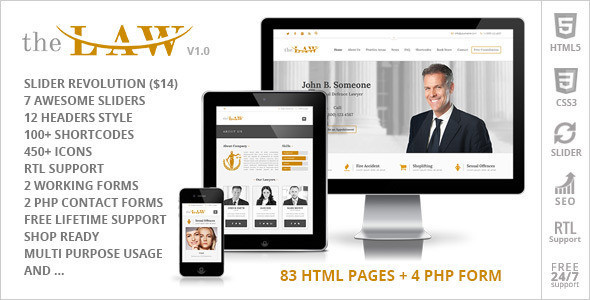 The law lawyer legal attorney html5 website template v1.  large preview