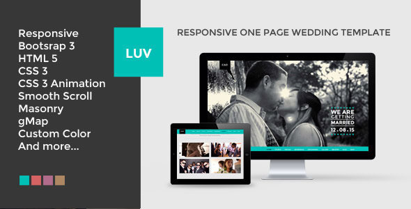Luv one page html wedding template.  large preview