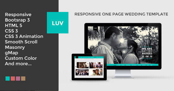 Box luv one page html wedding template.  large preview